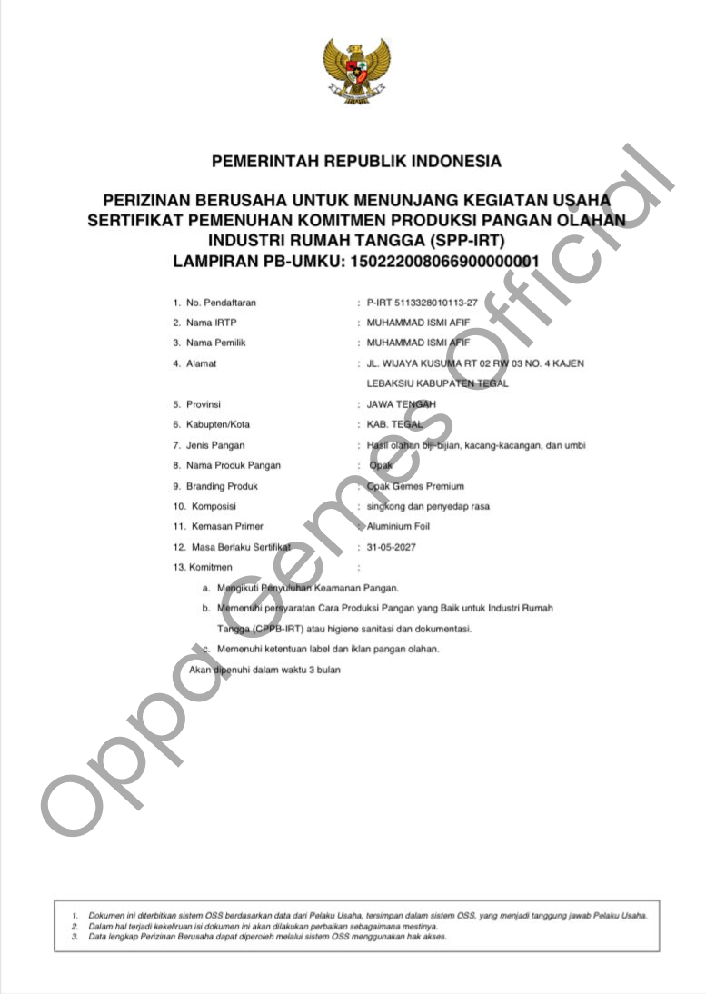 Dokumen P-IRT Oppa Gemes